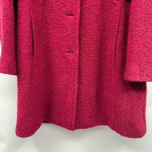 Nine West Womens Nubby Pea Coat Button Up Wool Blend Claret Size 14 Pockets - Picture 3 of 9
